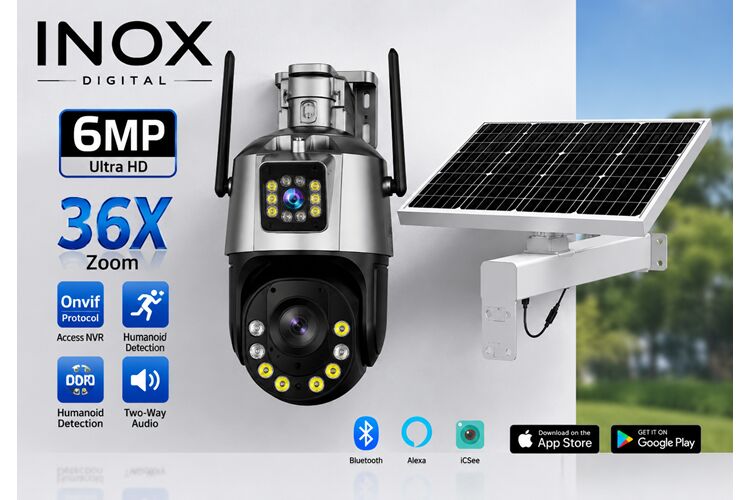 INOX-215 4G Dual Lens 36X 60Watt Solar Panelli PTZ Kamera